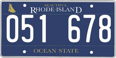 RI license plate 051678