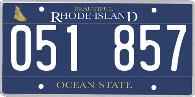 RI license plate 051857