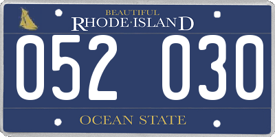 RI license plate 052030