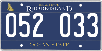 RI license plate 052033