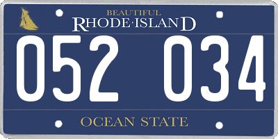 RI license plate 052034