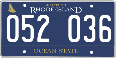 RI license plate 052036