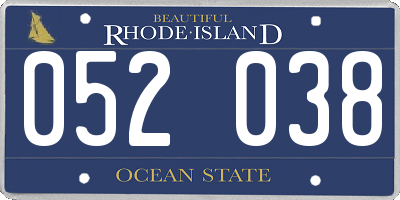 RI license plate 052038
