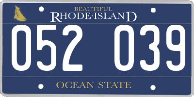 RI license plate 052039