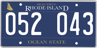 RI license plate 052043