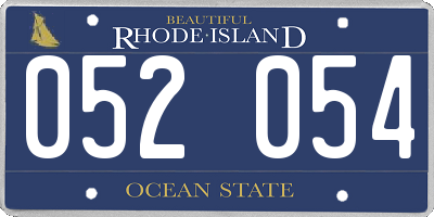 RI license plate 052054
