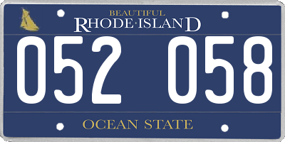 RI license plate 052058