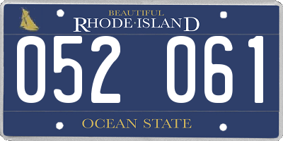 RI license plate 052061