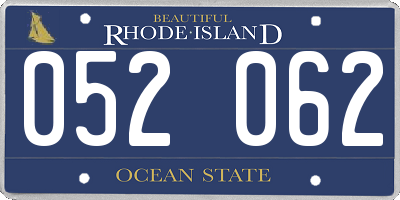 RI license plate 052062
