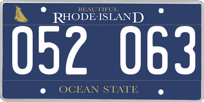 RI license plate 052063