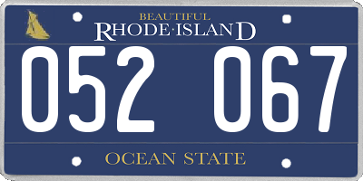 RI license plate 052067