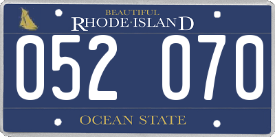 RI license plate 052070