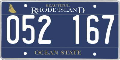 RI license plate 052167