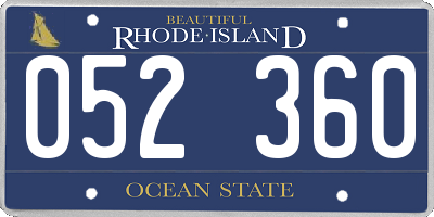 RI license plate 052360