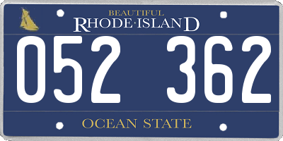 RI license plate 052362