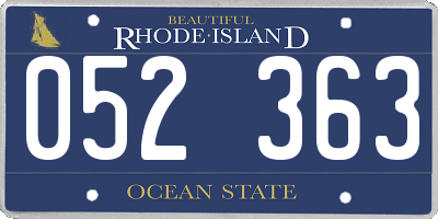 RI license plate 052363