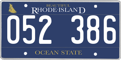 RI license plate 052386
