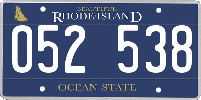 RI license plate 052538