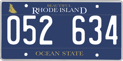 RI license plate 052634