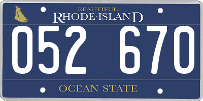 RI license plate 052670