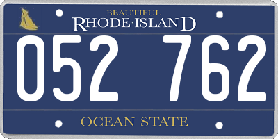 RI license plate 052762