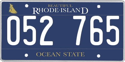 RI license plate 052765
