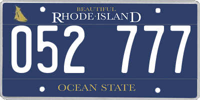 RI license plate 052777