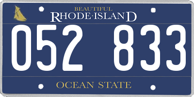 RI license plate 052833