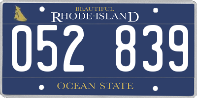 RI license plate 052839