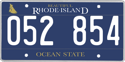 RI license plate 052854