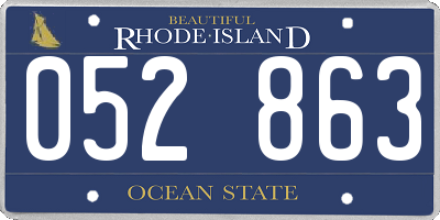 RI license plate 052863