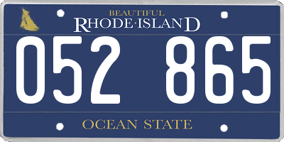 RI license plate 052865