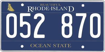 RI license plate 052870