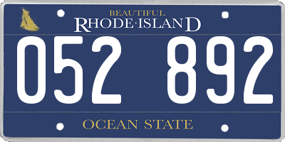 RI license plate 052892