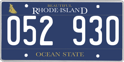 RI license plate 052930