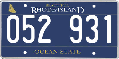 RI license plate 052931