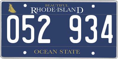 RI license plate 052934
