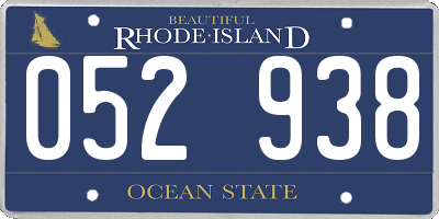 RI license plate 052938