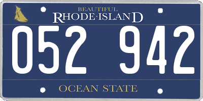 RI license plate 052942