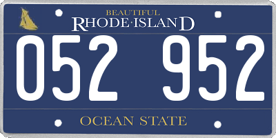 RI license plate 052952