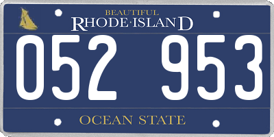 RI license plate 052953