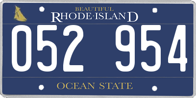 RI license plate 052954