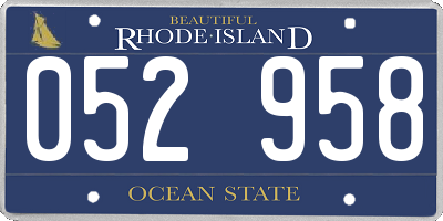RI license plate 052958