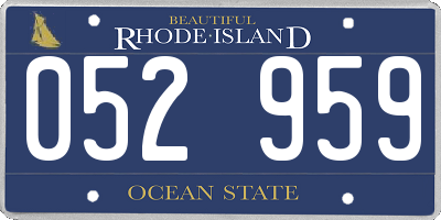 RI license plate 052959