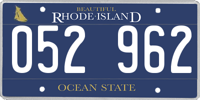 RI license plate 052962