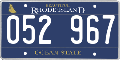 RI license plate 052967