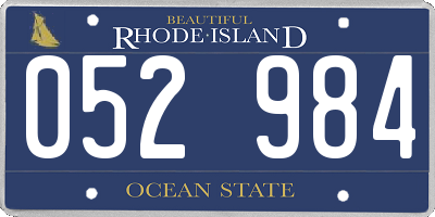 RI license plate 052984