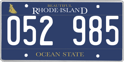 RI license plate 052985