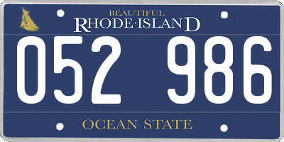 RI license plate 052986