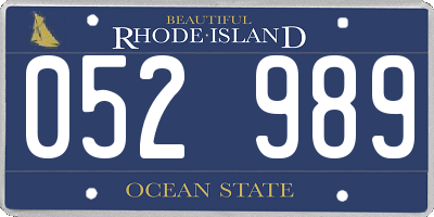 RI license plate 052989
